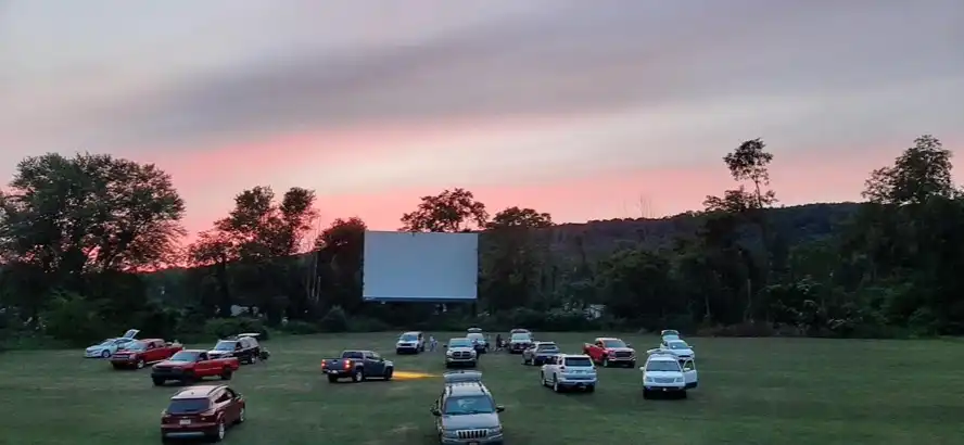 one of the screens at the Point Drive-in
