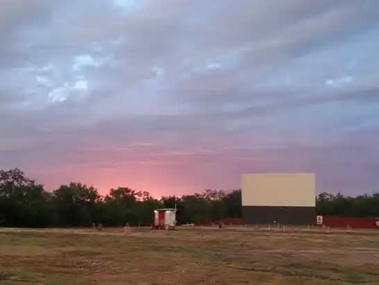 one of the screens at the galaxy drive-in