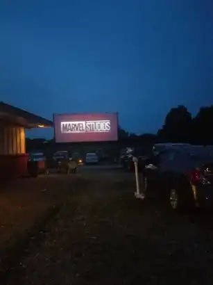 screen at night at the Pipestem Drive-in