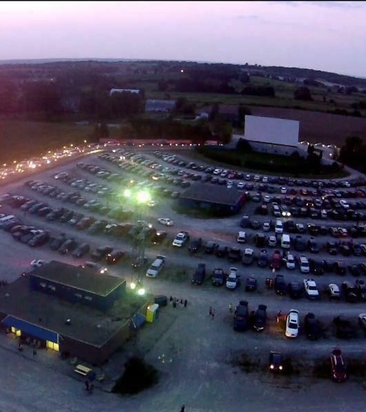 drive-in screen at the Stardust Drive-in